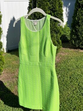 J. Crew Bold Cheerful Neon Lime Sleeveless Sheath Dress
